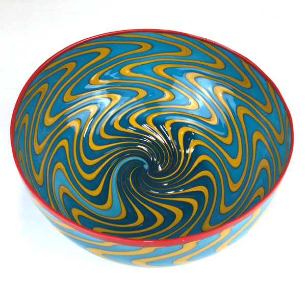 Turquoise & Orange Cane Bowl - Image 5